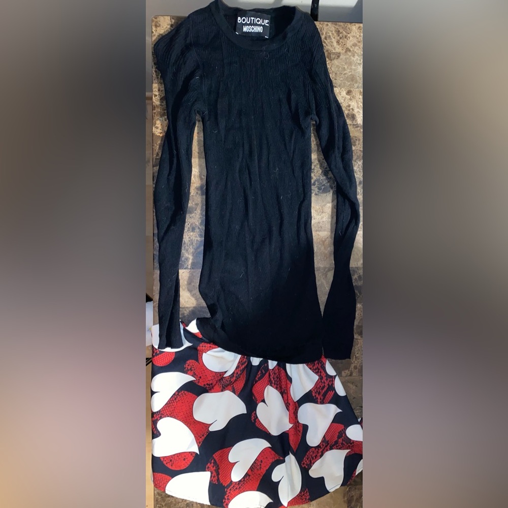 Moschino Black and Red Long Sleeve Dress